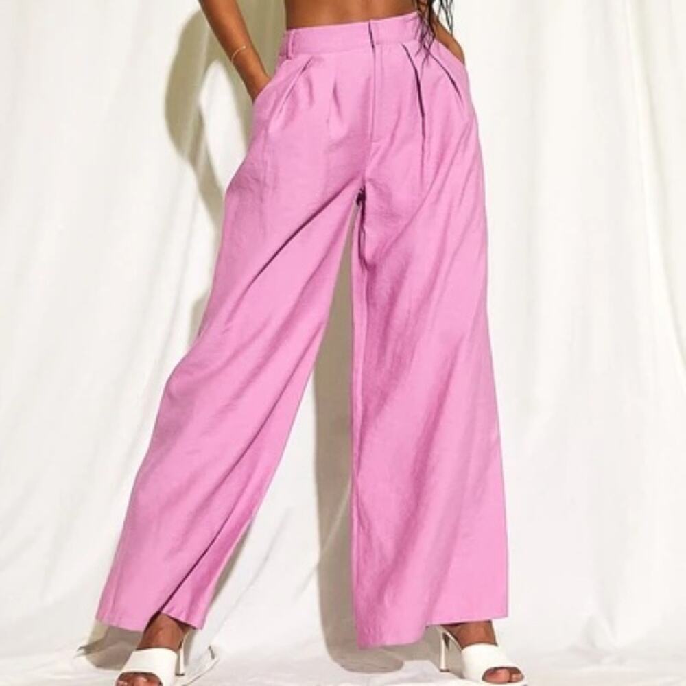 SNDYS Hills Wide Leg Trouser Pants in Pink Size Small Gently Used